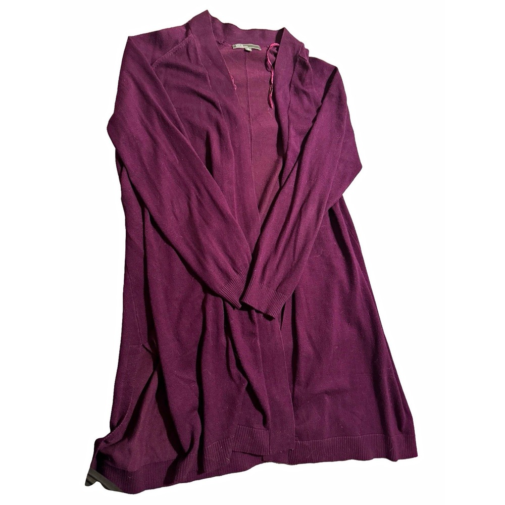 89th & Madison XL Purple Long Open Front Cardigan Duster Soft Knit Sweater